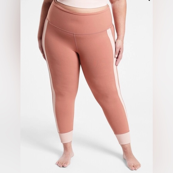 Athleta Elation Rib Trim 7/8 Tight Leggings Palermo Pink/Orchid Pink Size 2X $89 - Picture 1 of 12